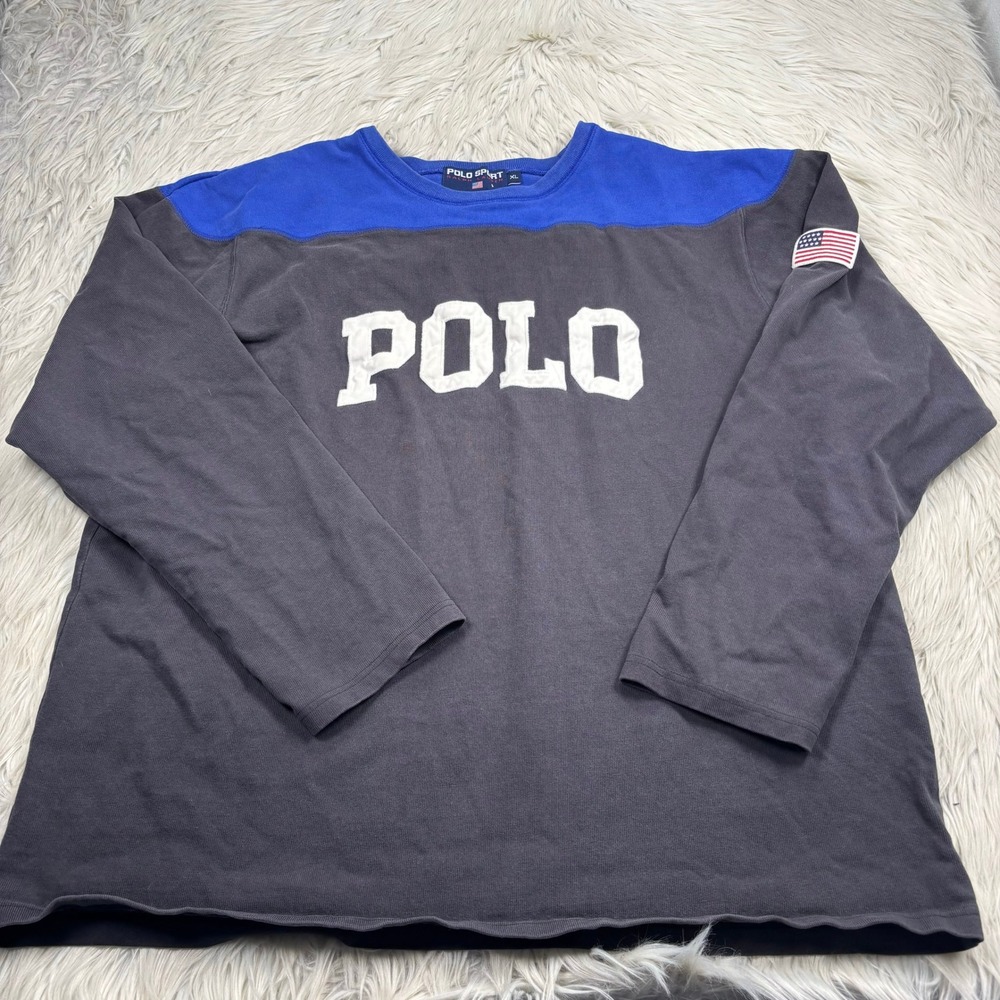 Vintage 90's‎ Y2K Polo Ralph Lauren Men's XL Colorblock Heavyweight LS Shirt